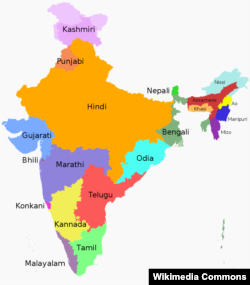 Самые распространенные языки в Индии