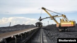 Coal transportation on the conveyer belt, Russia, Kuzbass, extractive industry