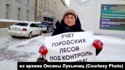 Пикет против вырубки лесов в Новосибирске, январь 2020 года